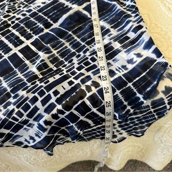 Susan Graver sheer navy and white tunic beaded neck three fourths sleeve size 14 - Picture 3 of 11